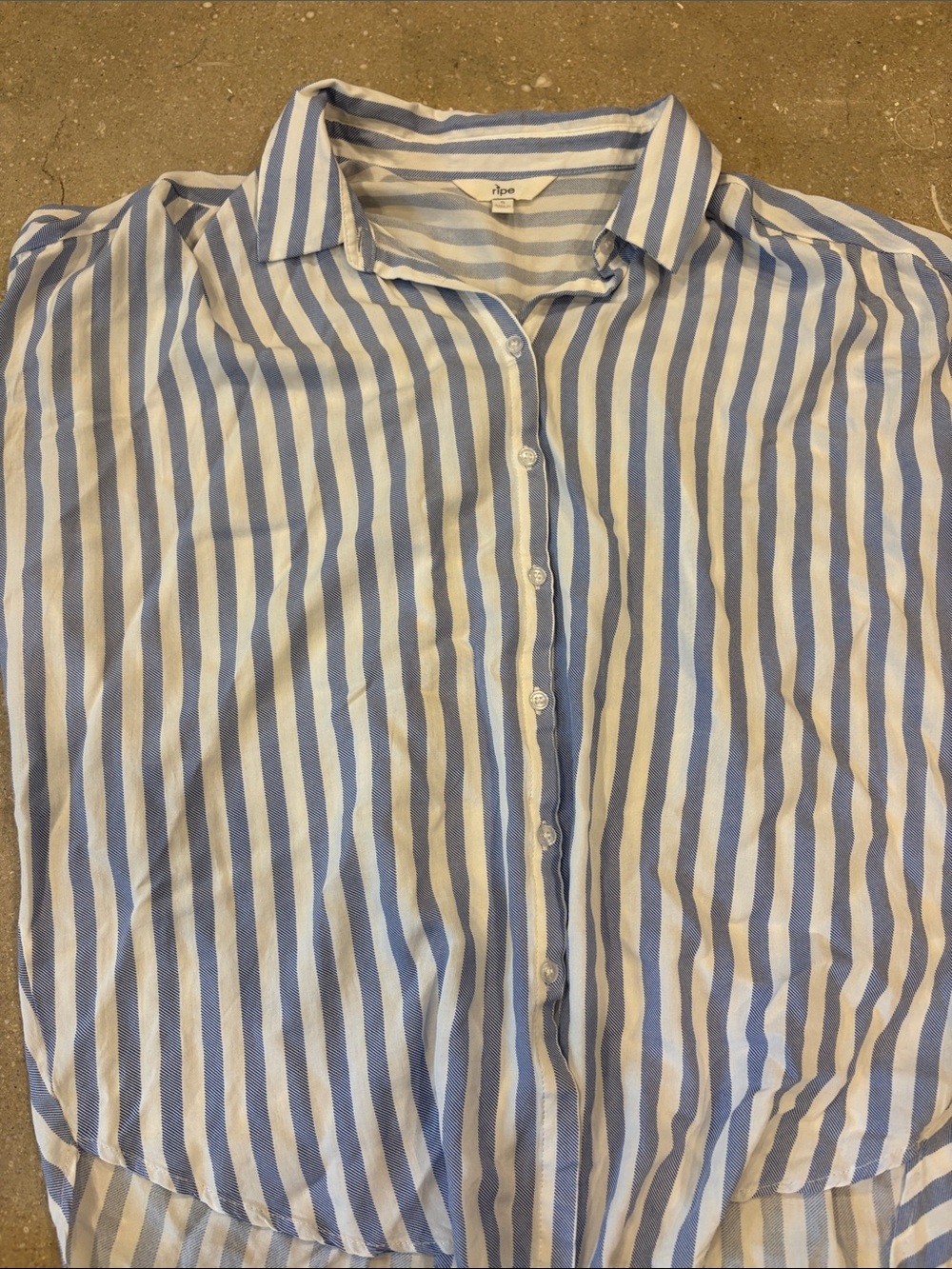 Ripe Blue and White Vertical Striped Men's Button-Down Shirt